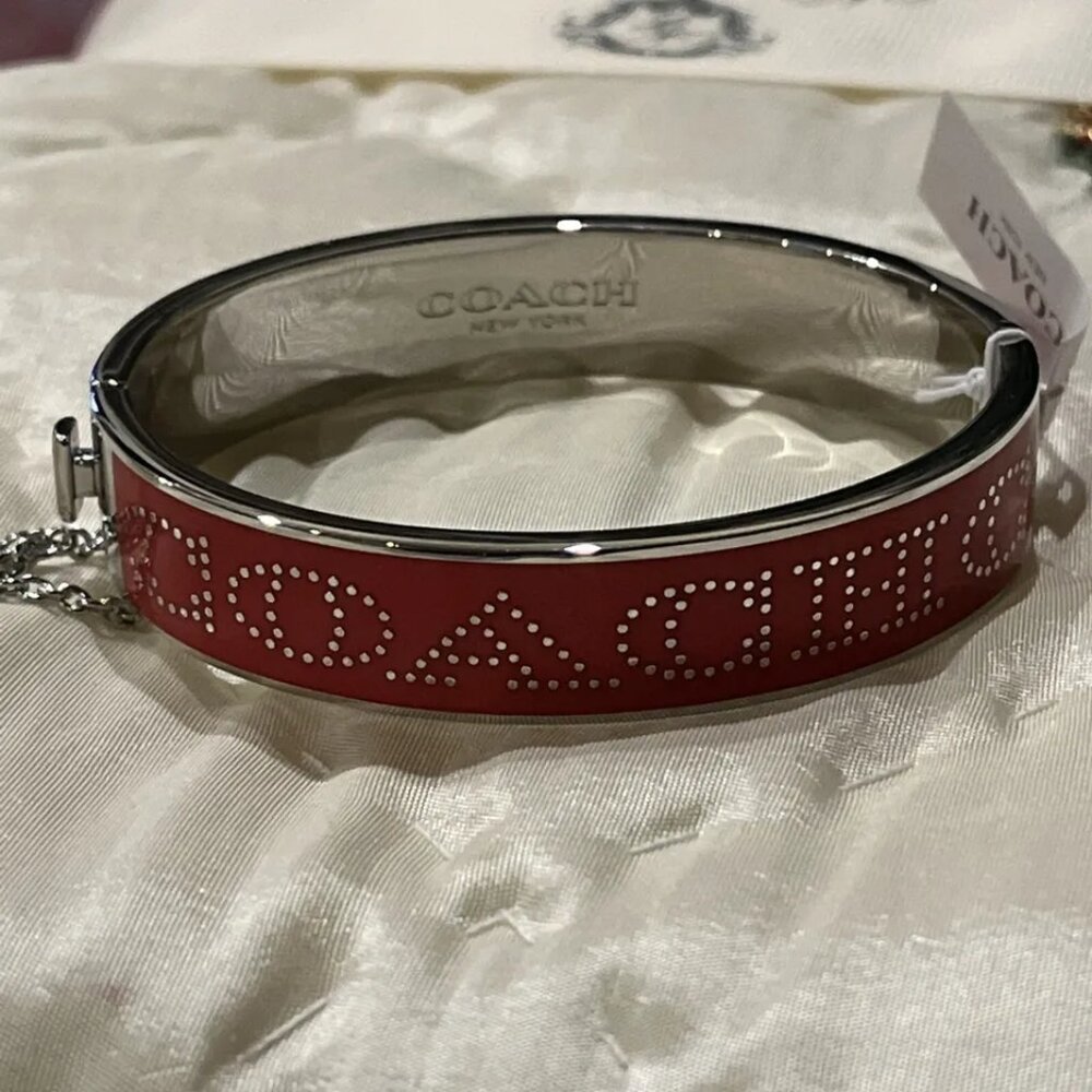 Coach half inch Enamel hinged Bangle Bracelet